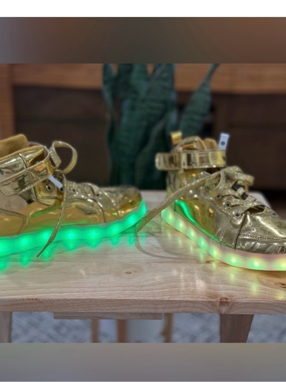 Gold Light-Up Sneakers with Multicolor LED Soles - Picture 7 of 7